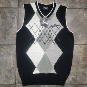 Vintage Y2K South Pole Men's Medium Argyle Streetwear Sweater Vest New With Tags